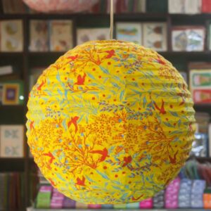 Yellow Abstarct Lokta Paper Hanging Ball Lamp Shade
