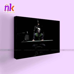 Batman and Joker Illustration Poster Wall Decor Framed Canvas