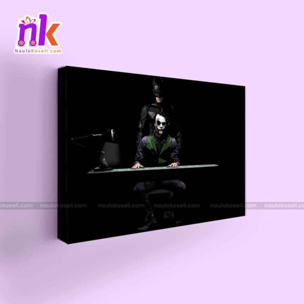 Batman and Joker Illustration Poster Wall Decor Framed Canvas