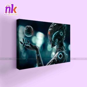 Cyber Alien Illustration Framed Canvas