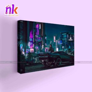 Cyber Punk-2077 Illustration Framed Canvas