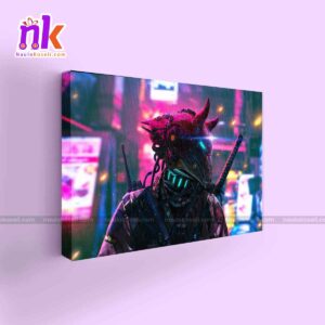 Cyberpunk-Demon-Illustration-Framed-Canvas