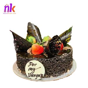 Dark Birthday Cake with Strawberry Topping