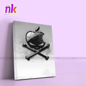 Evil Apple Skull Illustration Framed Canvas