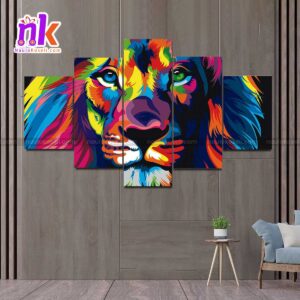 Five Panel Canvas Art -Abstract Lion