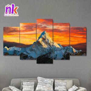 Five-Panel-Canvas-Art-Majestic-Mountain-At-Sunset