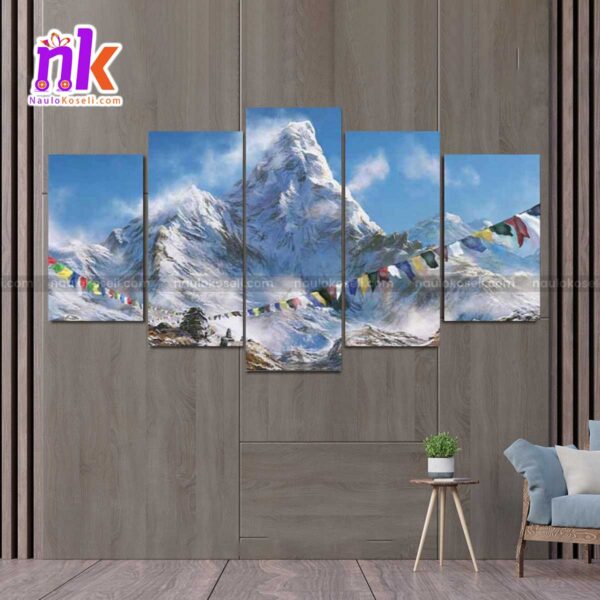 Five-Panel-Canvas-Art-Majestic-Mountain-Scenery