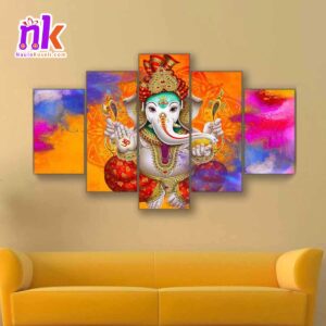 Five-Panel-Canvas-Art-Of-Lord-Ganesh