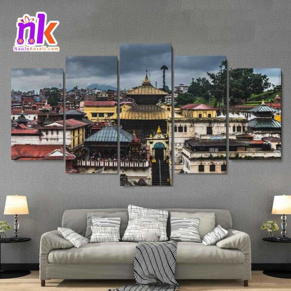 Five-Panel-Canvas-Art-Of-Pashupatinath