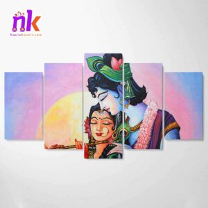 Five-Panel-Canvas-Art-Of-Radha-Krishna