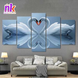 Five-Panel-Canvas-Art-Of-Two-Swans