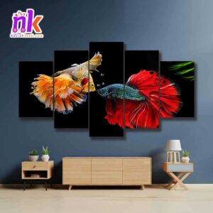 Five Panel Canvas Art Print of Colorful Fish