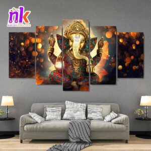 Five-Panel-Canvas-Art-Print-Of-Lord-Ganesh