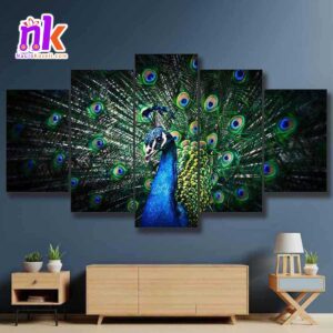 Five-Panel-Canvas-Art-Print-Of-Peacock