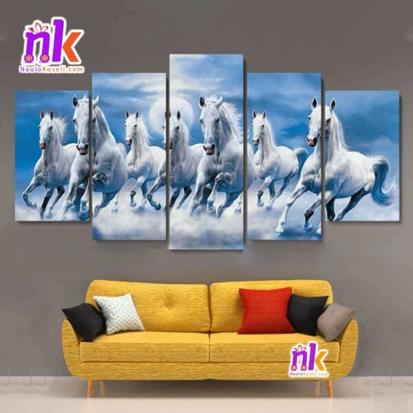 Five-Panel-Canvas-Art-Print-Of-Seven-Horse