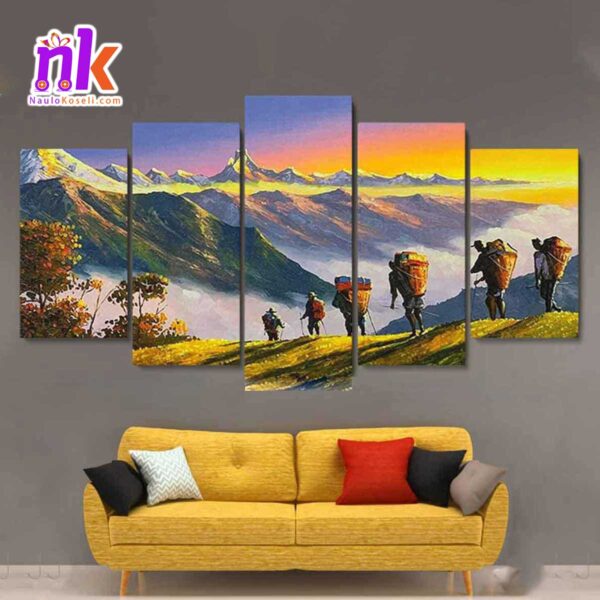 Five-Panel-Canvas-Art-Print-Of-Village-Scenery