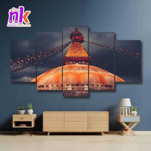 Five-Panel-Canvas-Art-Print-Of-Bouddha-stupa