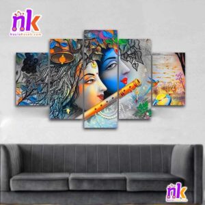 Five-Panel-Canvas-Art-Radha-Krishna-Digital-Painting