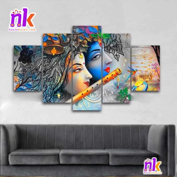 Five-Panel-Canvas-Art-Radha-Krishna-Digital-Painting