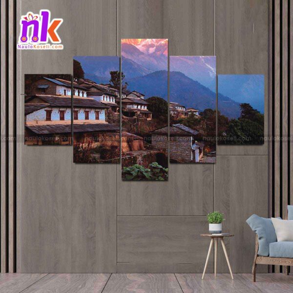 Five Panel Canvas of Ghandruk Village