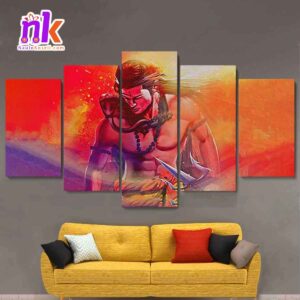 Five Panel Canvas of Lord Shiva