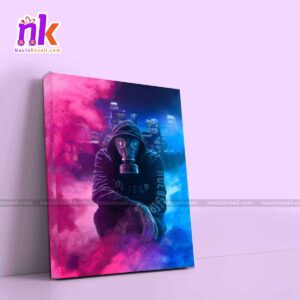 Hoodie Mask Man Abstract Illustration Framed Canvas