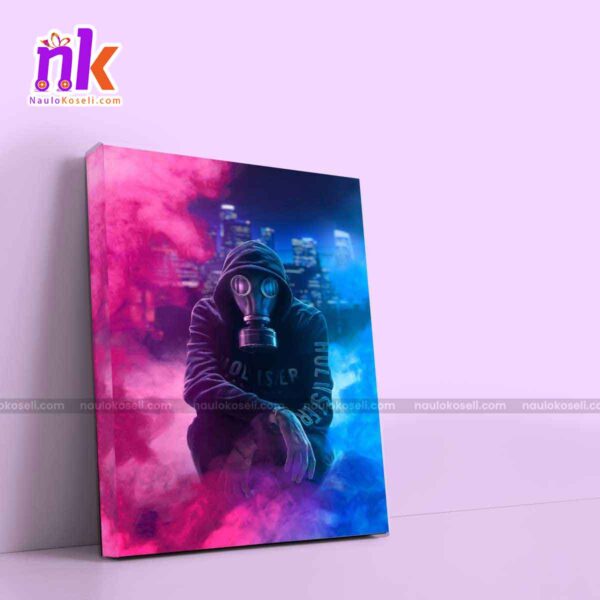 Hoodie Mask Man Abstract Illustration Framed Canvas