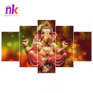 Lord Ganesh 5 Panel Canvas Wall Art
