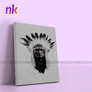 Native-Red-Indian-Illustration-Framed-Canvas