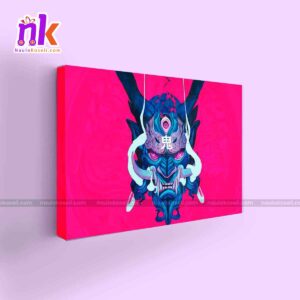 Oni-Mask-Illustration-Wall-Decor-Framed-Canvas