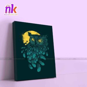 Owl-And-Full-Moon-Illustration-Framed-Canvas