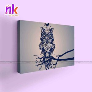 Owl-Art-Abstract-Illustration-Wall-Decor-Framed-Canvas