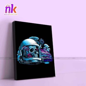 Skull-With-Helm-Illustration-Framed-Canvas