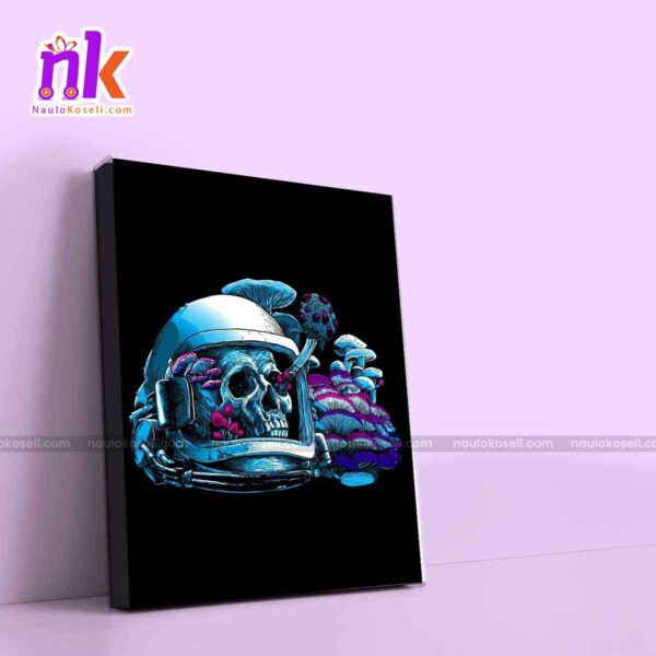 Skull-With-Helm-Illustration-Framed-Canvas