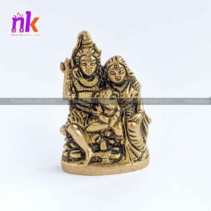 Brass Shiva Parvati Ganesh Statue 3.5 Inches | For Worship | Puja
