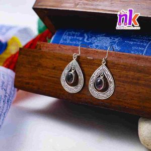 Garnet Patterned Earring