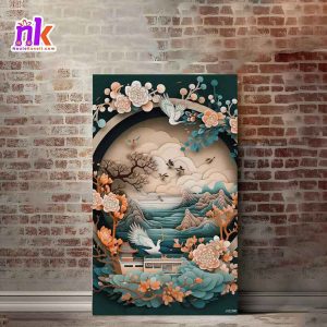 Nature Illustrate Wooden Framed Canvas Design