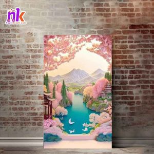 Nature Illustrate Wooden Framed Canvas Design