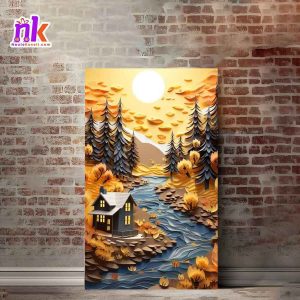 Nature Illustrate Wooden Framed Canvas Design