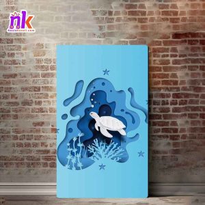 Turtle Illustrate Wooden Framed Canvas Design