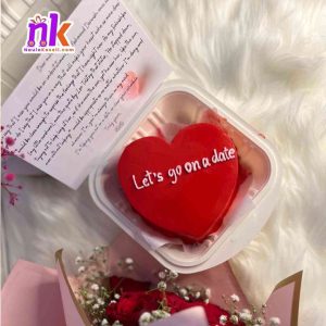 Bento Cake and Rose Bouquet with Printed Note