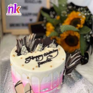 Cake and Sunflower Bouquet Combo