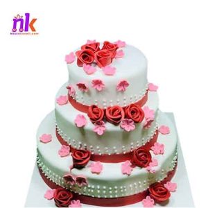 3 Storey Fondant Rose Topping Cake