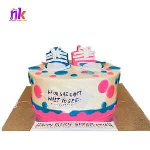 Baby Shower Cake with Shoes Topping